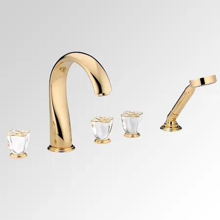 THG Petale de Cristal clair lisere dore Смеситель для ванны, 5 отв., цвет: золото/прозрачный хрусталь с золотым декором