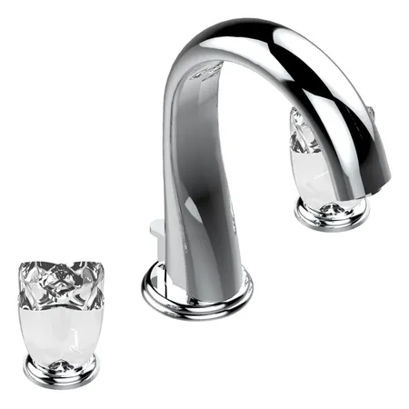 THG Pуtale de cristal clair Смеситель для раковины, 3 отв., цвет: хром/прозрачный хрусталь