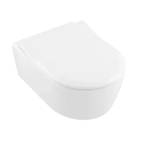 Villeroy&Boch Avento Унитаз 37х53х31см.,подвесной, безободковый, в комплекте сиденье SlimSeat с микролифтом, цвет: альпийский белый
