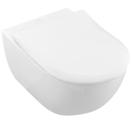 Villeroy&Boch Subway 2.0, Унитаз подвесной 370*560*365, безободковый, в комплекте сиденье SlimSeat, микролифт, цвет альпийский белый