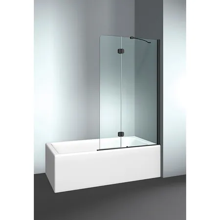 VismaraVetro Шторка на ванну PV 64х150Hсм, размер 100-102(60+40)см, DX (правая), стекло Transparent 04, Matt Black 09, петли С67 внутр. открытие, TPA