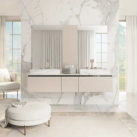 VITAGE milldue edition FOUR SEASONS Тумба подвесная 180х56х35см, с мраморной столешницей, с 2 раковинами, отделка: agata leather